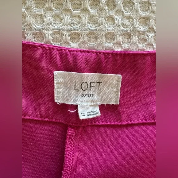 LOFT Hot Pink Straight Leg Trouser Pants Size 12 - Picture 3 of 5
